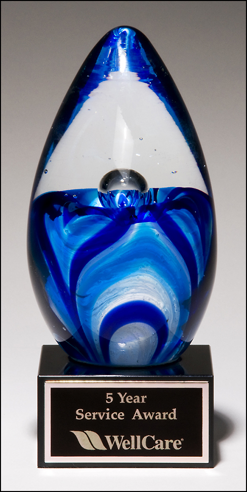 Blue Art Glass Egg