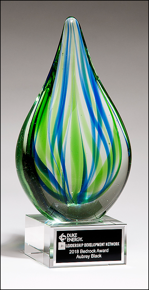 Blue Green Teardrop Art Glass