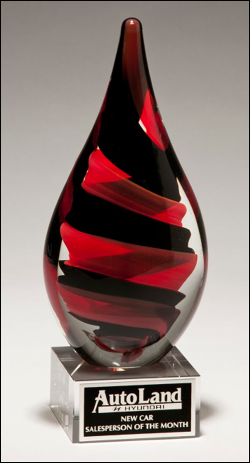 Black and Red Helix Art Glass