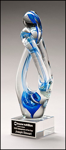 Contemporary Art Glass Sculpture w/ Blue Accents
