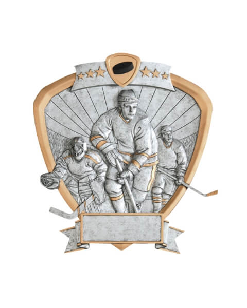 Male Standing Three Player Shield Hockey Resin