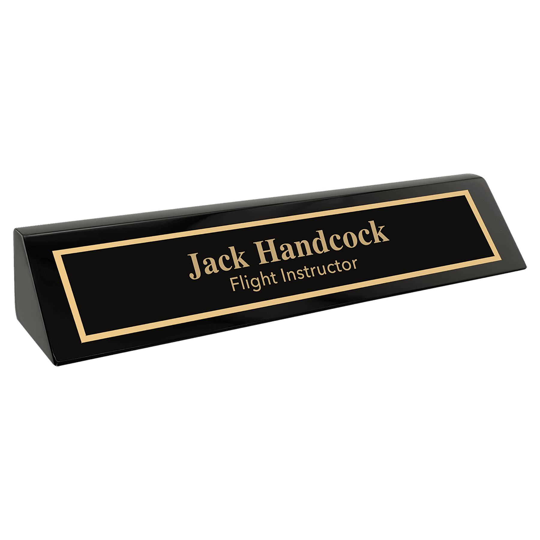 Piano Finish Desk Wedge with Black and Gold Plate